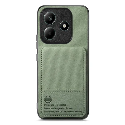 For Xiaomi Redmi Note 14 5G Case Cloth Texture Leather + PC + TPU RFID Blocking Phone Cover with Card Holder - Green