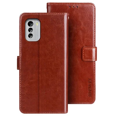 Idewei Pour Nokia G60 5g pu Cuir de Téléphone en Cuir Couverture Tpu Flip Flip Crazy Cheval Texture Stand de Téléphone Portefeuille Portefeuille - Brun