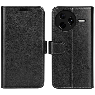 For Xiaomi Poco F7 Ultra 5G / Xiaomi Redmi K80 Pro 5G Case Crazy Horse Texture Stand Leather Phone Cover - Black