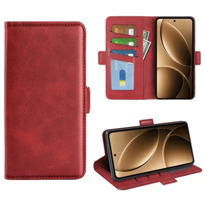 For Xiaomi Redmi K80 Pro 5G Case Calf Texture Leather Wallet Phone Cover - Red