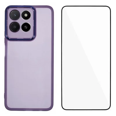 Obudowa TPU na Honor X5b Plus / Honor X5b WANLONFENG Seria DKSM, tylna pokrywa z powłoką elektrolityczną z szkłem hartowanym – fioletowa