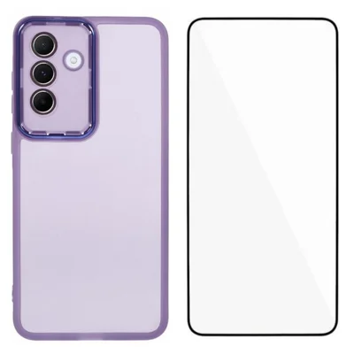 WANLONFENG For Samsung Galaxy A26 5G TPU Case  DKSM Series Electroplated Frame Back Cover with Tempered Glass - Purple