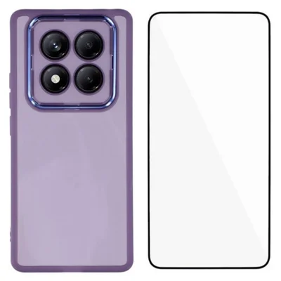 WANLONFENG For Xiaomi Redmi Note 14 Pro 4G TPU Case  DKSM Series Electroplated Frame Back Cover with Tempered Glass - Purple