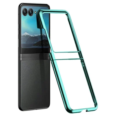 Electroplating Case for Motorola Razr 70 / 60 / 50 5G / Razr 2026 / 2025 / 2024 Ultra Thin Transparent PC Phone Cover - Green