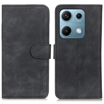 KHAZNEH For Xiaomi Redmi Note 14S 4G Case PU Leather Retro Texture Phone Cover - Black