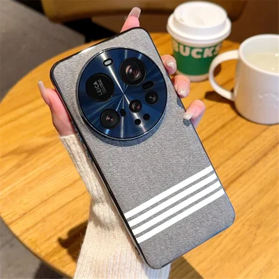 Xiaomi 15 Ultra-hoesje met stofstructuur, vier lijnen ontwerp, gegalvaniseerd PC+PU achterklep - Grijs