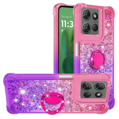 For Motorola Moto G Power (2026) 5G / G Power (2025) / Motorola Moto G Play (2025) 5G TPU Case with Kickstand Gradiant Quicksand Shockproof Cover - Pink+Purple