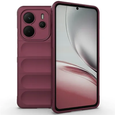 For Xiaomi Redmi Note 14 4G (164.84mm) Case Anti-Drop Soft TPU Rugged Phone Back Cover - Wine Red
