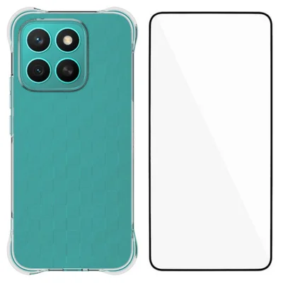 Voor Honor X8c 4G hoesje WANLONFENG WL-serie 2,0 mm TPU telefoonhoes met gehard glasfolie - Transparant