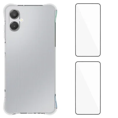 WANLONFENG For Samsung Galaxy A06 5G TPU Case  WL2 Series 2.0mm Phone Cover with 2Pcs Tempered Glass Films - Transparent