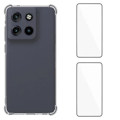 WANLONFENG For Motorola Edge 60 Stylus 5G / G Stylus 5G (2025) TPU Case  WL2 Series 2.0mm Phone Cover with 2Pcs Tempered Glass Films - Transparent