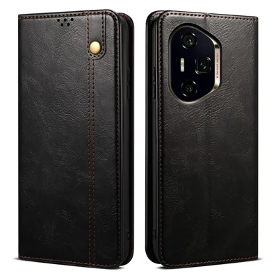 For Honor 400 Pro 5G (Global) Case Crazy Horse Texture Waxy Leather Wallet Stand Phone Cover - Black