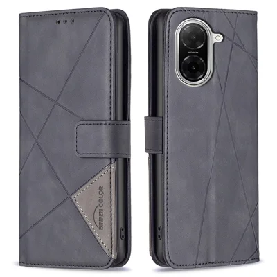 BINFEN COLOR For Xiaomi Redmi A5 4G (171.7mm) Phone Cases Wallet Stand Geometry Imprinted Leather Cover - Black
