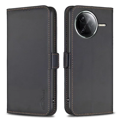 BINFEN COLOR BF31 PU Leather Case For Xiaomi Redmi K80 Pro 5G  /  K80 5G  /  Poco F7 Pro 5G  /  F7 Ultra 5G Flip Folio Phone Wallet Cover - Black