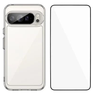 WANLONFENG MF Series for Google Pixel 10 Pro XL Case TPU Acrylic Clear Phone Cover with Tempered Glass Film