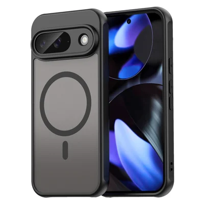 Bulk Purchasing For Google Pixel 9 Magnetic Case Anti Drop PC + TPU Phone Cover - Black
