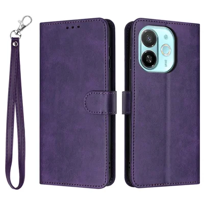 Leather Case for TECNO Spark 30C 5G / Pop 9 5G Stand Wallet Phone Cover Calf Texture - Purple