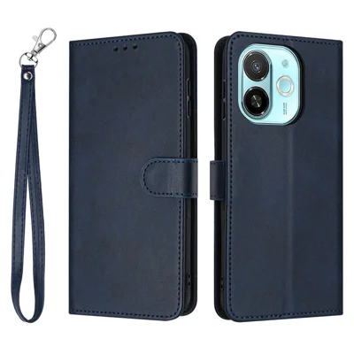Leather Case for TECNO Spark 30C 5G / Pop 9 5G Stand Wallet Phone Cover Calf Texture - Sapphire