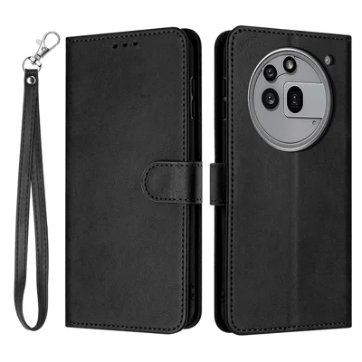 Leather Case for Nothing Phone (3a) Pro Stand Wallet Phone Cover Calf Texture - Black