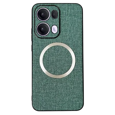 For Oppo Reno13 Pro 5G Magnetic Case Drop-Proof TPU + Cloth Back Phone Cover - Green