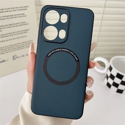 For Oppo Reno13 Pro 5G Magnetic Case Anti-Drop PU Leather + TPU Cover - Green