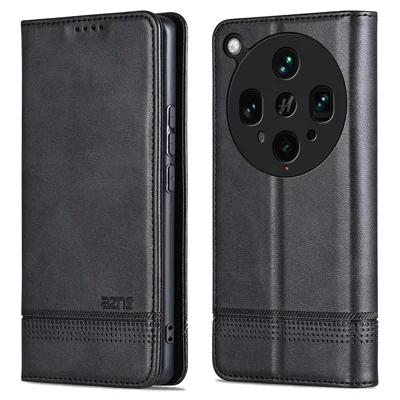 AZNS For Oppo Find X8 Ultra 5G Case Cowhide Texture PU Leather Wallet Phone Cover - Black