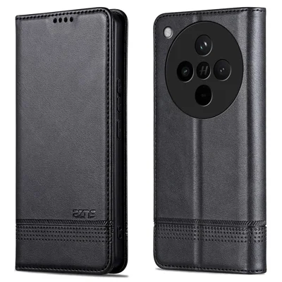 AZNS For Oppo Find X8s+ 5G Case Cowhide Texture PU Leather Wallet Phone Cover - Black