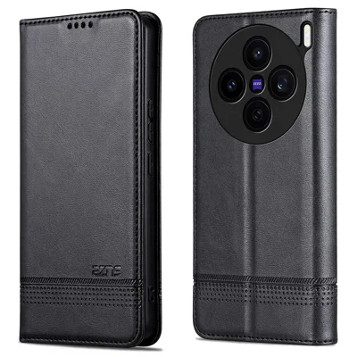 AZNS For vivo X200s 5G Case Cowhide Texture PU Leather Wallet Phone Cover - Black