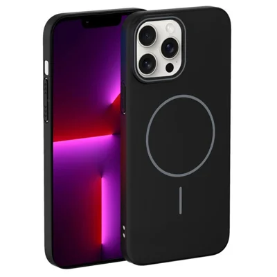 Voor iPhone 13 Pro Max hoesje compatibel met MagSafe slanke PC telefoon achterkant - Zwart