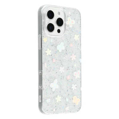 For iPhone 16 Pro Max Case Shiny IMD TPU + Acrylic Phone Cover Large Camera Cutout - Painted Butterflies