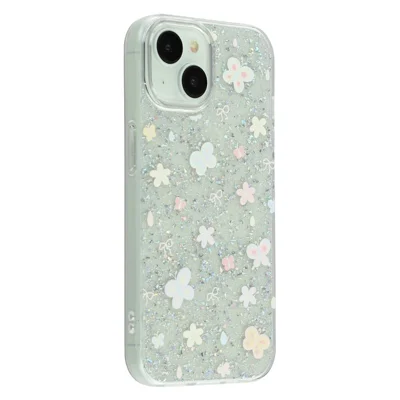 For iPhone 15 Case Shiny IMD TPU + Acrylic Phone Cover Large Camera Cutout - Painted Butterflies