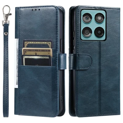 013 Style For Motorola Edge 60 5G / 60 Fusion 5G Case PU Leather Anti-Fall Phone Cover with 6 Card Slots - Blackish Green