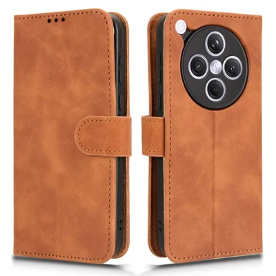 For Oppo Find X8s+ 5G Leather Case Skin Feel Anti Drop Wallet Flip Phone Cover - Brown