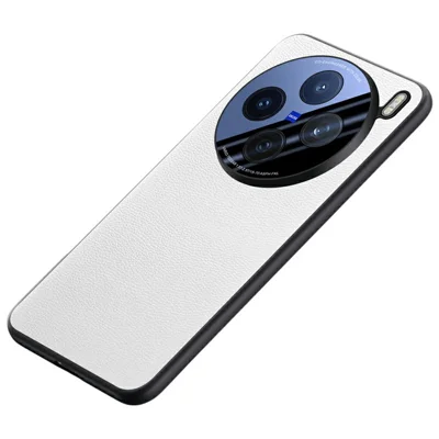 For vivo X200s 5G Case Leather + Silicone Airbag Phone Cover with Lens All-Inclusive Protection - White