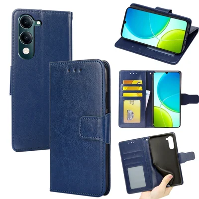 For vivo Y29s 5G / Y04 4G Case Wallet PU Leather + TPU Folding Stand Phone Cover - Sapphire