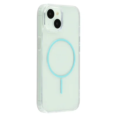 For iPhone 14 Magnetic Case Acrylic TPU Clear Phone Back Cover - Green