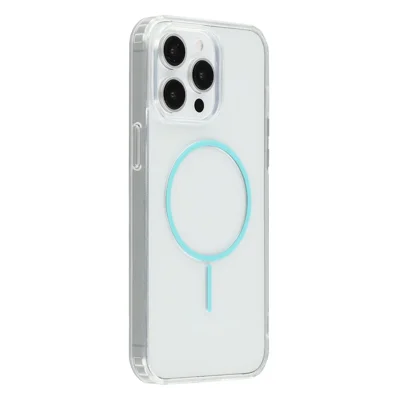 For iPhone 13 Pro Magnetic Case Acrylic TPU Clear Phone Back Cover - Green
