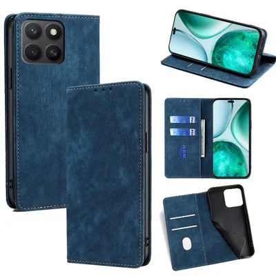 Voor Honor X8c 4G hoesje RFID-blokkering portemonnee lederen telefoonhoes - Blauw