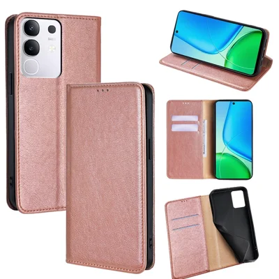 For vivo Y29 4G Case Wallet PU Leather Magnetic Auto-Absorbed Phone Cover - Rose Gold