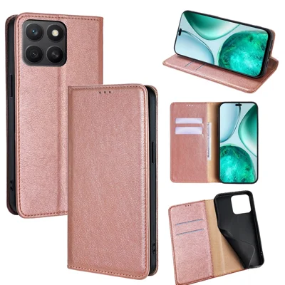 Voor Honor X8c 4G hoesje portemonnee PU leer magnetische automatisch aanhangende telefoonhoes - Roze goud
