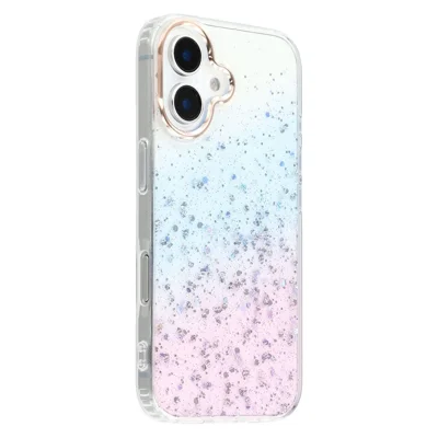 For iPhone 16 Case IMD Bling Glitter PC+TPU Protective Cover - Pink