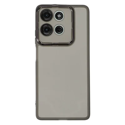 For Motorola Moto G75 5G Case Electroplated Camera Frame TPU Phone Cover - Transparent Black