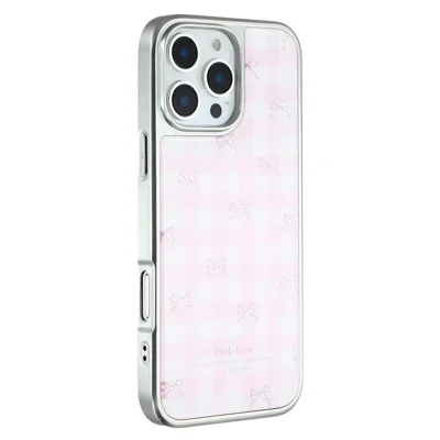 For iPhone 16 Pro Max Case Lacquered Epoxy Pattern TPU + Acrylic Phone Cover Large Camera Cutout - Bows