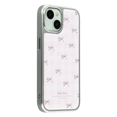 For iPhone 15 Case Lacquered Epoxy Pattern TPU + Acrylic Phone Cover Large Camera Cutout - Bows