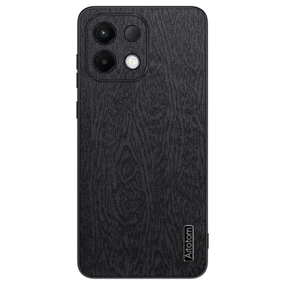 Wood Texture Case For Oppo K13 5G  /  K13x  /  K12s (China) PU Leather Coated PC TPU Phone Cover - Black