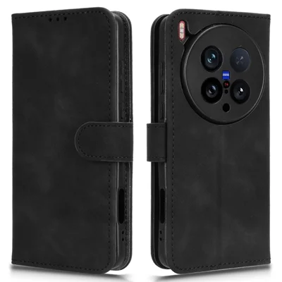 For vivo X200 Ultra 5G Leather Case Skin Feel Anti Drop Wallet Flip Phone Cover - Black