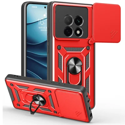 For Oppo F29 Pro 5G (Global) / A5 Pro 5G (China) Case with Slide Camera Lid PC + TPU Kickstand Phone Cover - Red