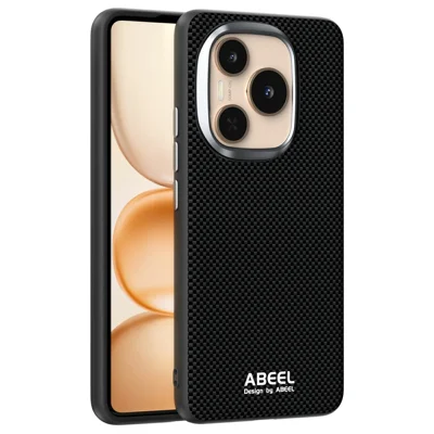 ABEEL For Honor Power 5G Magnetic Case Printed PC TPU Aluminum Alloy Leather Phone Cover - Black