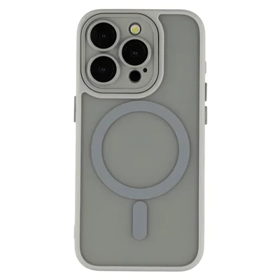 For iPhone 13 Pro Case Compatible with MagSafe PC + TPU Matte Phone Cover with Glass Lens Film - Grey