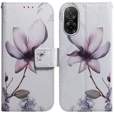 For Xiaomi Redmi A5 NFC (EU) (173.45mm) Wallet Case Pattern Print Leather Phone Cover - Pink Flower